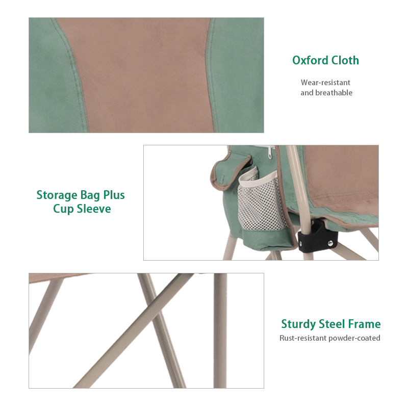 Green Portable Folding Camp Chair with Carry Strap and Cup Holder