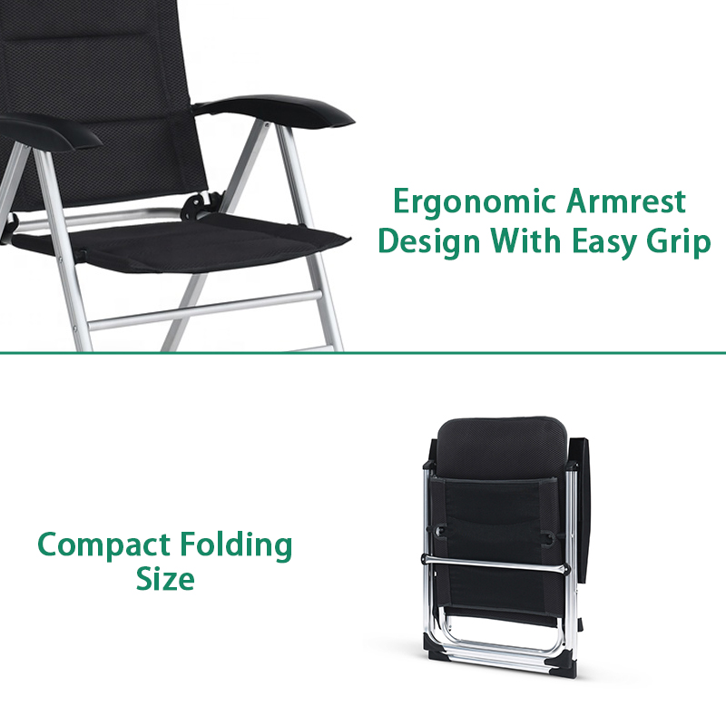 Luxury Aluminum Lightweight 5 Position Adjustable Folding Camping Beach Chair