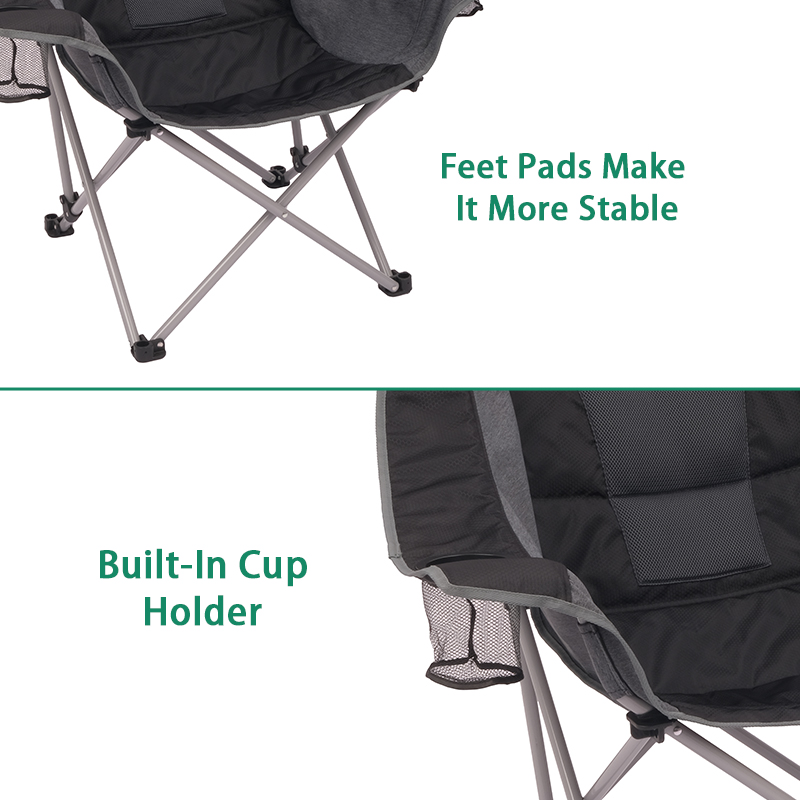 Oversize Padded Moon Leisure Portable Stable Comfortable Folding Chair for Camping