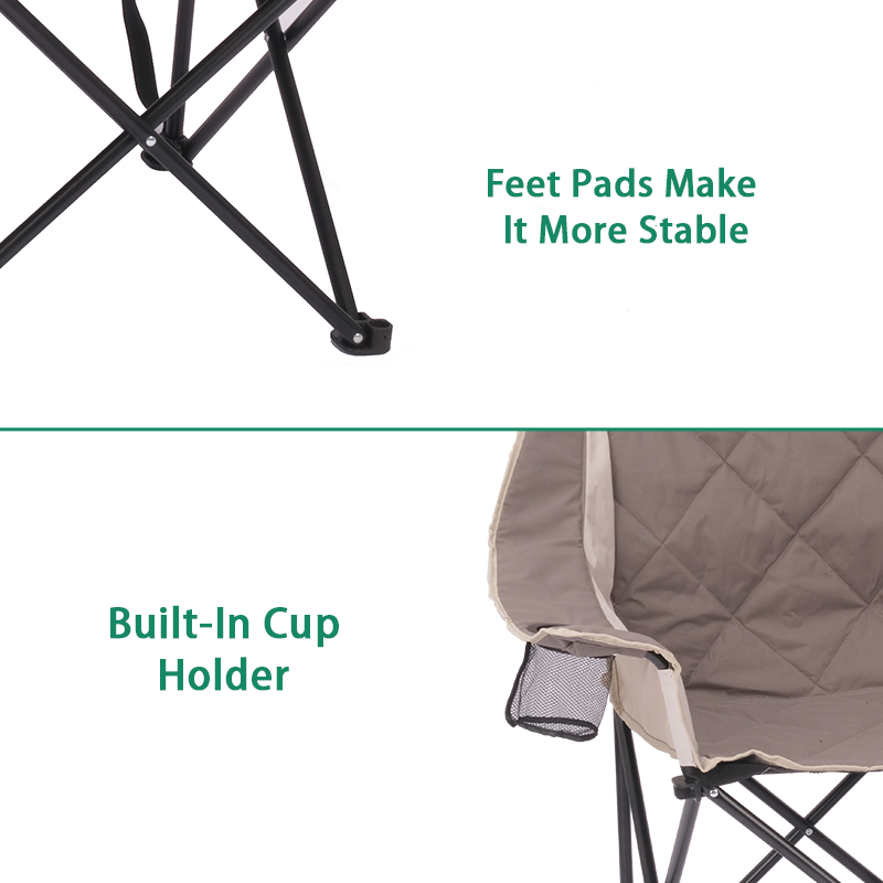 Two Seats Folding Portable Garden Outdoor Camping Beach Soft Beach Chair with Cup Holder