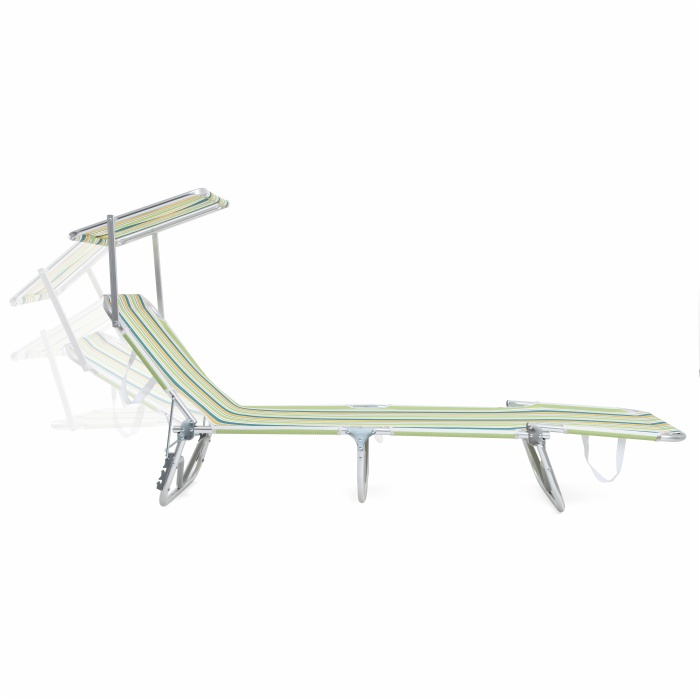 Sun Lounge Chair Aluminium Beach Folding Chaise Lounger Outdoor Bed with Canopy