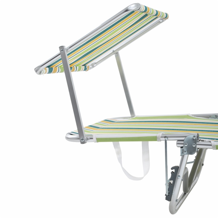 Sun Lounge Chair Aluminium Beach Folding Chaise Lounger Outdoor Bed with Canopy