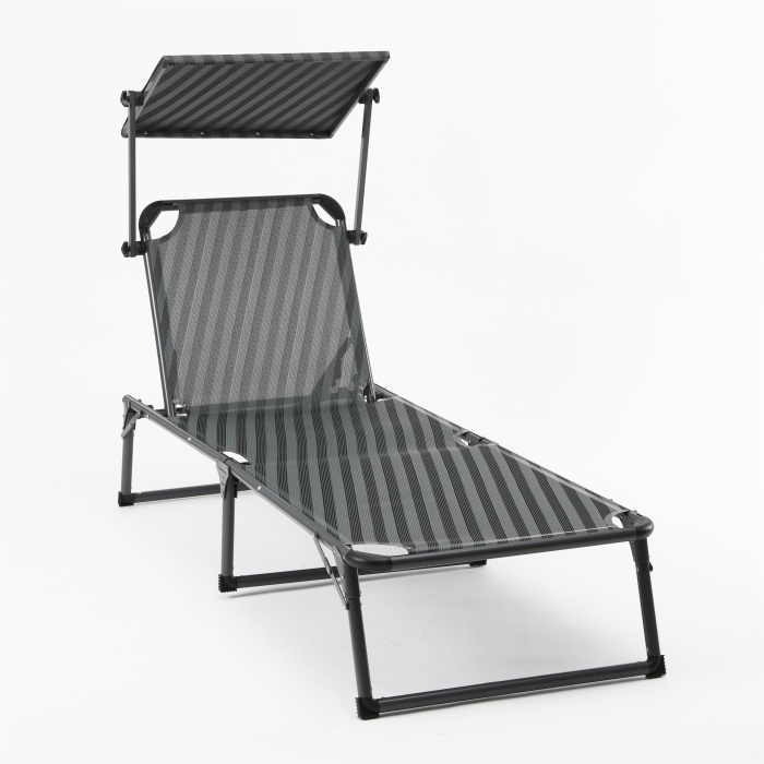 Outdoor Furniture Foldable Picnic Beach Garden Pool Chair Adjustable Sun Bed Sun Lounger with Headrest