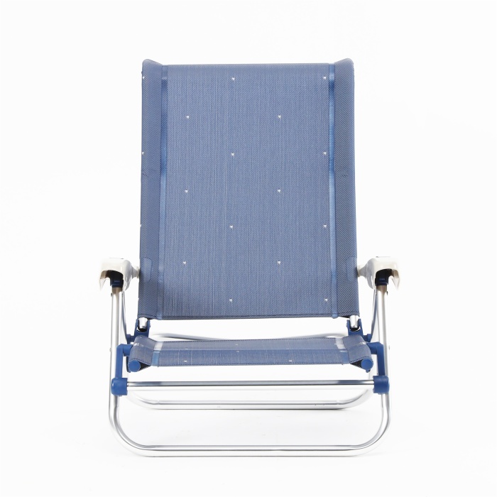 5 Position Lay Flat Folding Aluminium Pool Beach Chair with Towel Holder